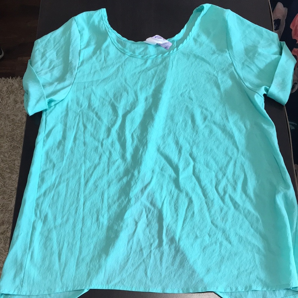 Blue green Blouse, open back